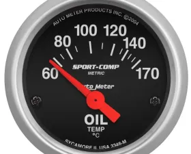 AutoMeter GAUGE; OIL TEMP; 2 1/16in.; 60-170deg.F; ELECTRIC; SPORT-COMP