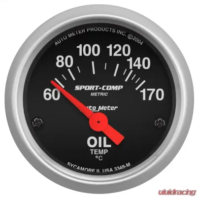 AutoMeter GAUGE; OIL TEMP; 2 1/16in.; 60-170deg.F; ELECTRIC; SPORT-COMP - 3348-M