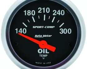 AutoMeter GAUGE; OIL TEMP; 2 1/16in.; 140-300deg.F; ELECTRIC; SPORT-COMP