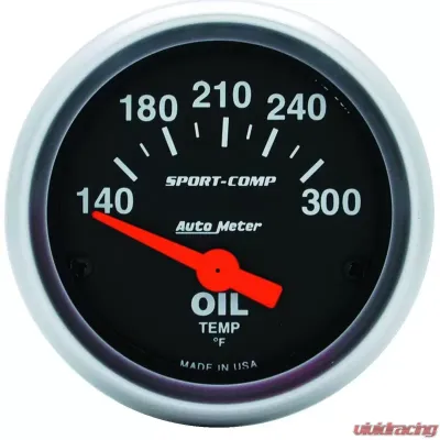 AutoMeter GAUGE; OIL TEMP; 2 1/16in.; 140-300deg.F; ELECTRIC; SPORT-COMP - 3348