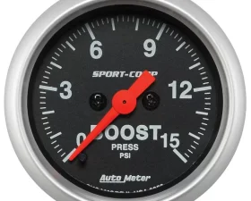 AutoMeter GAUGE; BOOST; 2 1/16in.; 15PSI; DIGITAL STEPPER MOTOR; SPORT-COMP