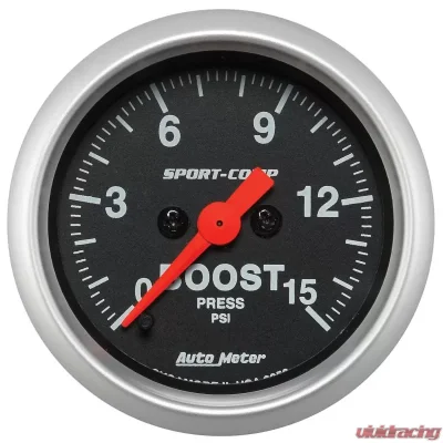 AutoMeter GAUGE; BOOST; 2 1/16in.; 15PSI; DIGITAL STEPPER MOTOR; SPORT-COMP - 3350