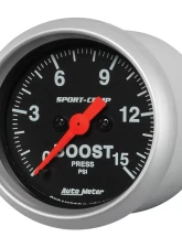 AutoMeter GAUGE; BOOST; 2 1/16in.; 15PSI; DIGITAL STEPPER MOTOR; SPORT-COMP                                     - 3350 - Image 2