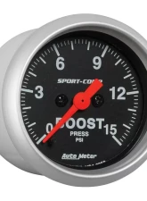 AutoMeter GAUGE; BOOST; 2 1/16in.; 15PSI; DIGITAL STEPPER MOTOR; SPORT-COMP                                     - 3350 - Image 3