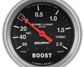 AutoMeter GAUGE; VAC/BOOST; 2 5/8in.; 60CMHG-2.1KG/CM2; MECHANICAL; SPORT-COMP