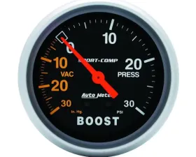 AutoMeter GAUGE; VAC/BOOST; 2 5/8in.; 30INHG-30PSI; MECHANICAL; SPORT-COMP