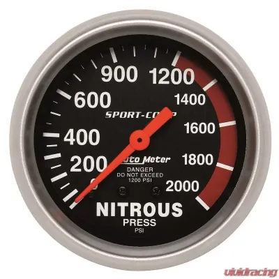 AutoMeter GAUGE; NITROUS PRESSURE; 2 5/8in.; 2000PSI; MECHANICAL; SPORT-COMP - 3428