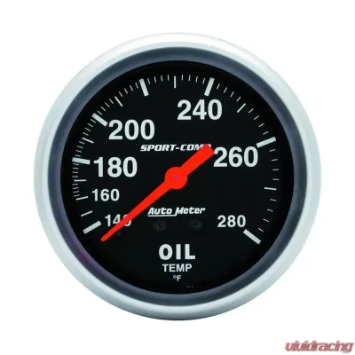 AutoMeter GAUGE; OIL TEMP; 2 5/8in.; 140-280deg.F; MECHANICAL; SPORT-COMP - 3441