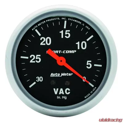 AutoMeter GAUGE; VACUUM; 2 5/8in.; 30INHG; MECHANICAL; SPORT-COMP - 3484