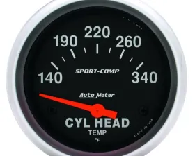 AutoMeter GAUGE; CYLINDER HEAD TEMP; 2 5/8in.; 140-340deg.F; ELECTRIC; SPORT-COMP