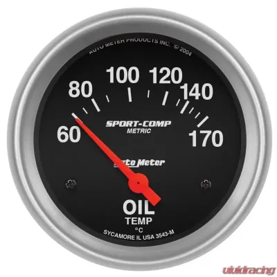AutoMeter GAUGE; OIL TEMP; 2 5/8in.; 60-170deg.F; ELECTRIC; SPORT-COMP - 3543-M