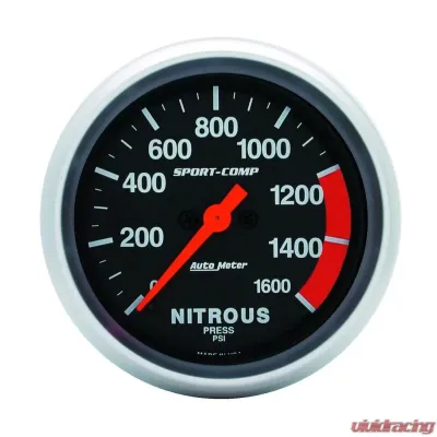 AutoMeter GAUGE; NITROUS PRESS; 2 5/8in.; 1600PSI; DIGITAL STEPPER MOTOR; SPORT-COMP - 3574