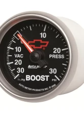 AutoMeter GAUGE; VAC/BOOST; 2 1/16in.; 30INHG-30PSI; MECHANICAL; CHEVY RED BOWTIE; BLACK                                     - 3603-00406 - Image 4