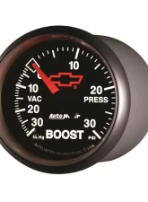 AutoMeter GAUGE; VAC/BOOST; 2 1/16in.; 30INHG-30PSI; MECHANICAL; CHEVY RED BOWTIE; BLACK                                     - 3603-00406 - Image 2