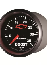 AutoMeter GAUGE; BOOST; 2 1/16in.; 35PSI; MECHANICAL; CHEVY RED BOWTIE; BLACK                                     - 3604-00406 - Image 2