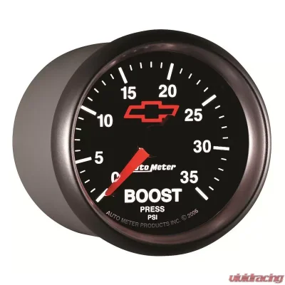 AutoMeter GAUGE; FUEL LEVEL; 2 1/16in.; 0OE TO 90OF; ELEC; CHEVY RED BOWTIE; BLACK - 3613-00406