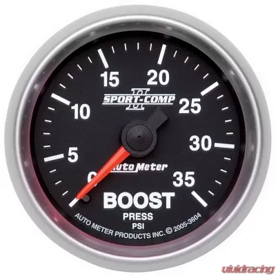 AutoMeter GAUGE; BOOST; 2 1/16in.; 35PSI; MECHANICAL; SPORT-COMP II - 3604