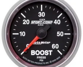 AutoMeter GAUGE; BOOST; 2 1/16in.; 60PSI; MECHANICAL; SPORT-COMP II