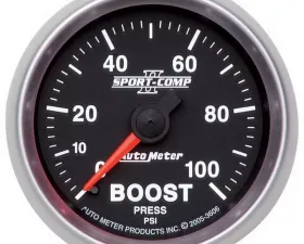 AutoMeter GAUGE; BOOST; 2 1/16in.; 100PSI; MECHANICAL; SPORT-COMP II