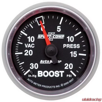 AutoMeter GAUGE; VAC/BOOST; 2 1/16in.; 30INHG-20PSI; MECHANICAL; SPORT-COMP II - 3607