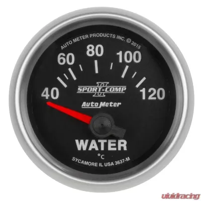 AutoMeter GAUGE; WATER TEMP; 2 1/16in.; 40-120deg.C; ELECTRIC; SPORT-COMP II - 3637-M