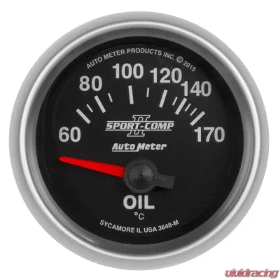 AutoMeter GAUGE; OIL TEMP; 2 1/16in.; 60-170deg.F; ELECTRIC; SPORT-COMP II - 3648-M