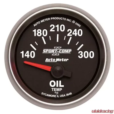 AutoMeter GAUGE; OIL TEMP; 2 1/16in.; 140-300deg.F; ELECTRIC; SPORT-COMP II - 3648