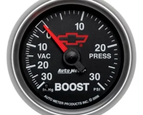 AutoMeter GAUGE; VAC/BOOST; 2 1/16in.; 30INHG-30PSI; DIGITAL STEPPER MOTOR; CHEVY RED BOWT