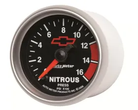 AutoMeter GAUGE; NITROUS PRESSURE; 2 1/16in.; 1600PSI; DIGITAL STEPPER MOTOR; CHEVY RED BO