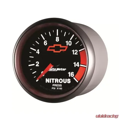 AutoMeter GAUGE; NITROUS PRESSURE; 2 1/16in.; 1600PSI; DIGITAL STEPPER MOTOR; CHEVY RED BO - 3674-00406