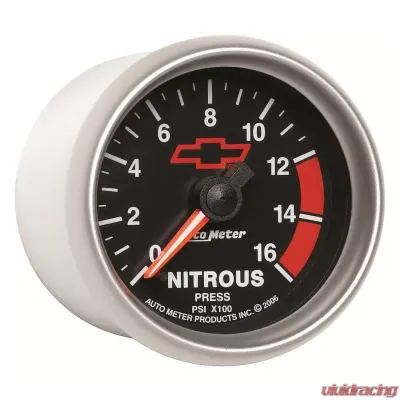 AutoMeter GAUGE; NITROUS PRESSURE; 2 1/16in.; 1600PSI; DIGITAL STEPPER MOTOR; CHEVY RED BO - 3674-00406