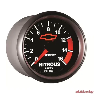 AutoMeter GAUGE; NITROUS PRESSURE; 2 1/16in.; 1600PSI; DIGITAL STEPPER MOTOR; CHEVY RED BO - 3674-00406