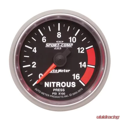 AutoMeter GAUGE; NITROUS PRESS; 2 1/16IN.; 1600PSI; DIGITAL STEPPER MOTOR; SPORT-COMP II - 3674
