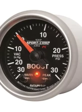 AutoMeter GAUGE; VAC/BOOST; 2 1/16in.; 30INHG-30PSI; STEPPER MOTOR W/PK/WRN; SPORT-COMP II                                     - 3677 - Image 2