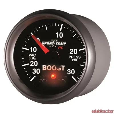 AutoMeter GAUGE; VAC/BOOST; 2 1/16in.; 30INHG-30PSI; STEPPER MOTOR W/PK/WRN; SPORT-COMP II - 3677