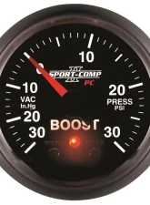 AutoMeter GAUGE; VAC/BOOST; 2 1/16in.; 30INHG-30PSI; STEPPER MOTOR W/PK/WRN; SPORT-COMP II                                     - 3677 - Image 4