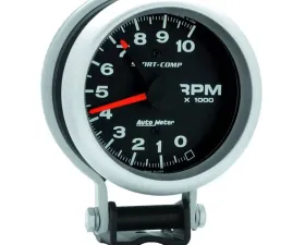 AutoMeter GAUGE; TACHOMETER; 3 3/4in.; 10K RPM; PEDESTAL W/RED LINE; SPORT-COMP