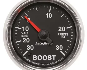 AutoMeter GAUGE; VAC/BOOST; 2 1/16in.; 30INHG-30PSI; DIGITAL STEPPER MOTOR; GS