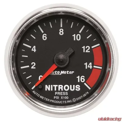AutoMeter GAUGE; NITROUS PRESSURE; 2 1/16in.; 1600PSI; DIGITAL STEPPER MOTOR; GS - 3874