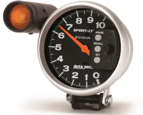 AutoMeter GAUGE; TACH; 5in.; 10K RPM; PEDESTAL W/EXT. SHIFT-LITE/MEMORY; SPORT-COMP