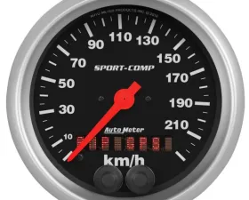 AutoMeter GAUGE; SPEEDOMETER; 3 3/8in.; 225KM/H; GPS; SPORT-COMP
