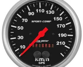 AutoMeter GAUGE; SPEEDOMETER; 5in.; 225KM/H; GPS; SPORT-COMP