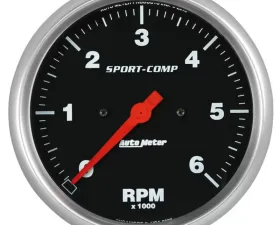 AutoMeter GAUGE; TACHOMETER; 5in.; 6K RPM; IN-DASH; SPORT-COMP
