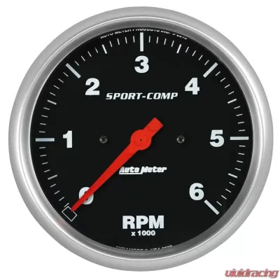 AutoMeter GAUGE; TACHOMETER; 5in.; 6K RPM; IN-DASH; SPORT-COMP - 3997