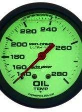 AutoMeter GAUGE; OIL TEMP; 2 5/8in.; 140-280deg.F; LIQUID FILLED MECH; GLOW IN DARK; ULTRA                                     - 4241 - Image 2