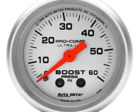 AutoMeter GAUGE; BOOST; 2 1/16in.; 60PSI; MECHANICAL; ULTRA-LITE
