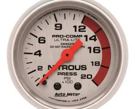 AutoMeter GAUGE; NITROUS PRESSURE; 2 1/16in.; 2000PSI; MECHANICAL; ULTRA-LITE