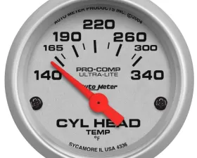 AutoMeter GAUGE; CYLINDER HEAD TEMP; 2 1/16in.; 140-340deg.F; ELECTRIC; ULTRA-LITE