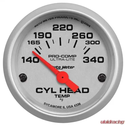 AutoMeter GAUGE; CYLINDER HEAD TEMP; 2 1/16in.; 140-340deg.F; ELECTRIC; ULTRA-LITE - 4336