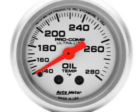 AutoMeter GAUGE; OIL TEMP; 2 1/16in.; 140-280deg.F; MECHANICAL; ULTRA-LITE